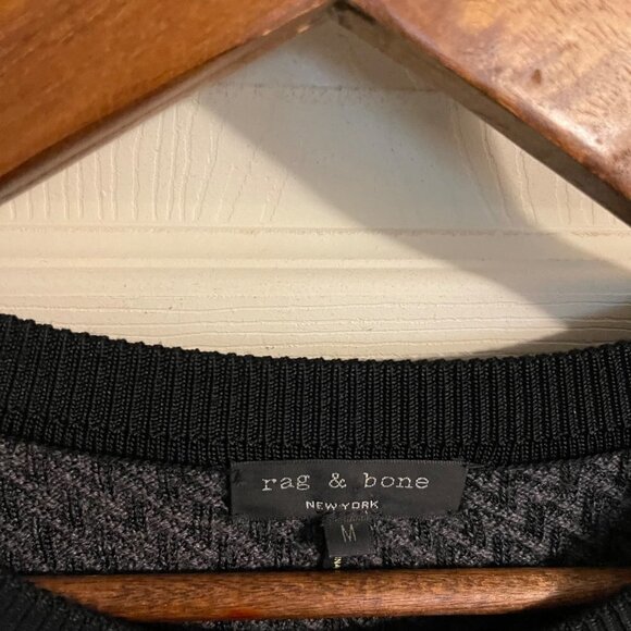 Rag & Bone Womens Gray Merino Wool Blend Textured Ribbed Panel Sweater Medium - Picture 2 of 7